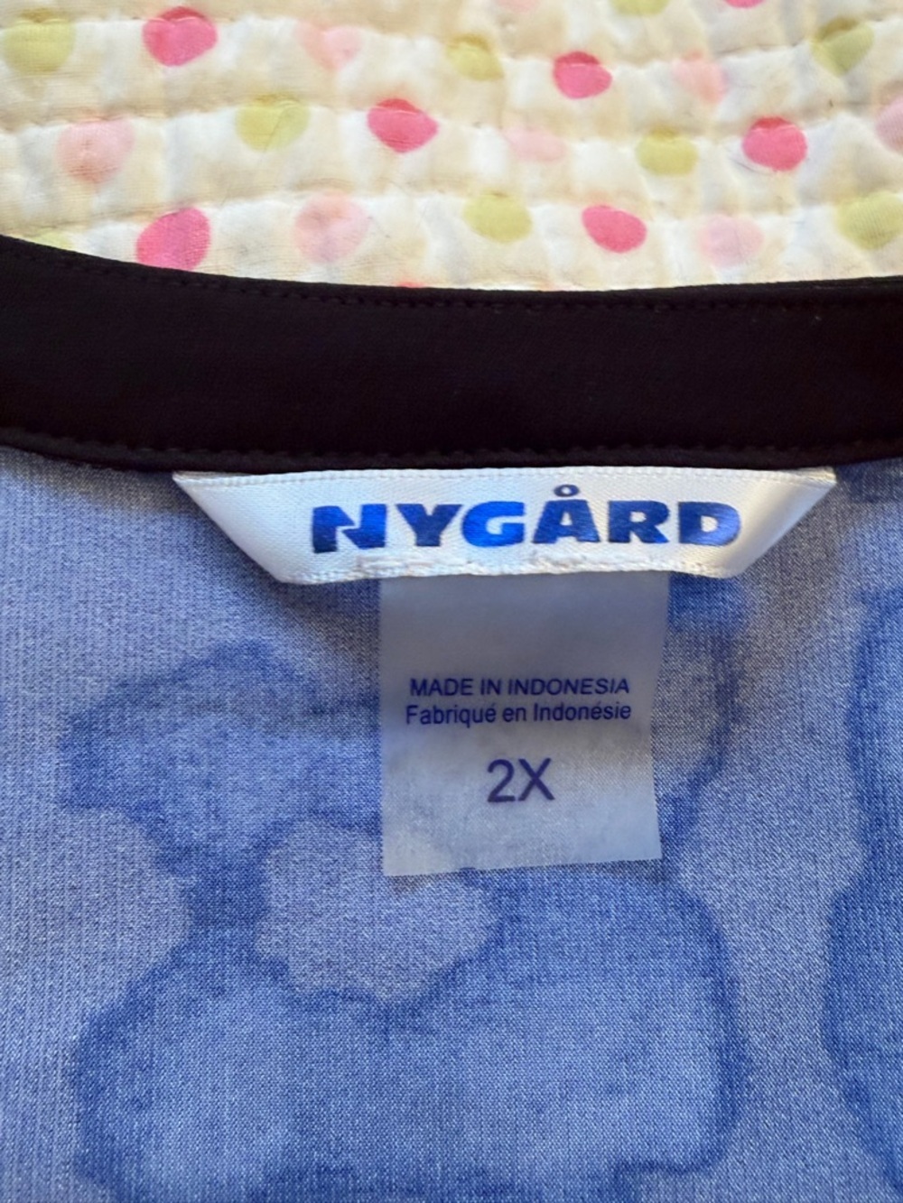 Nygard Blue and Black Graphic Lace-Up Ladies Blouse long Sleeves -Size 2X - Picture 5 of 6